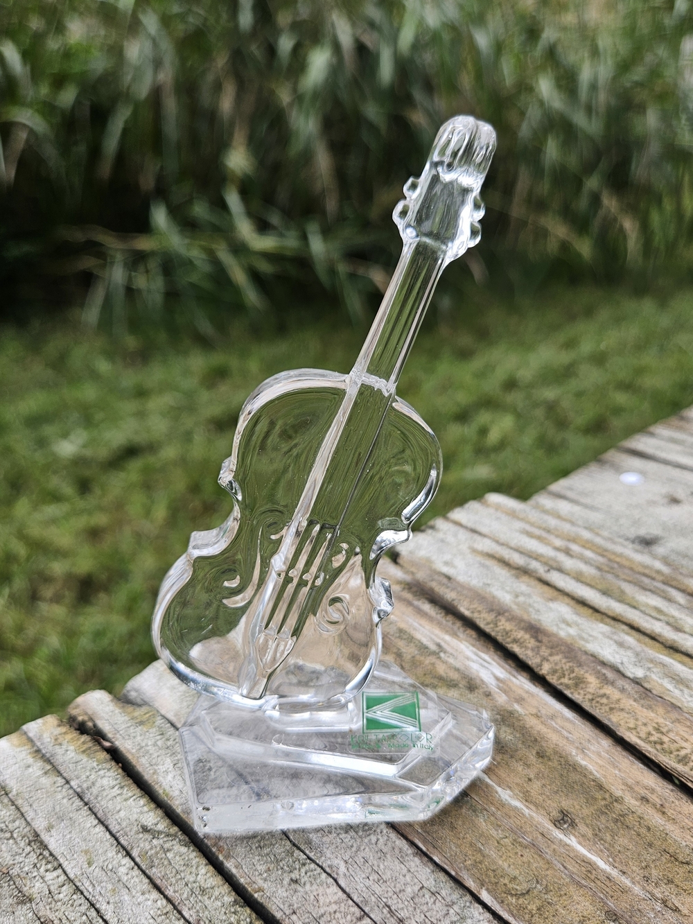 Vintage Clear Lead Crystal figurine Violin Made In Italy